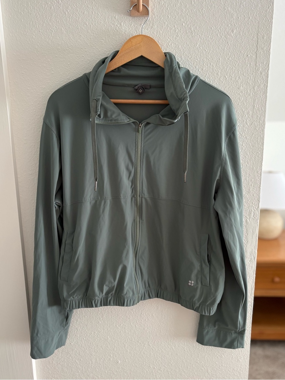 Sweaty Betty Sage Green Zip-Up Utility Hoodie Jacket